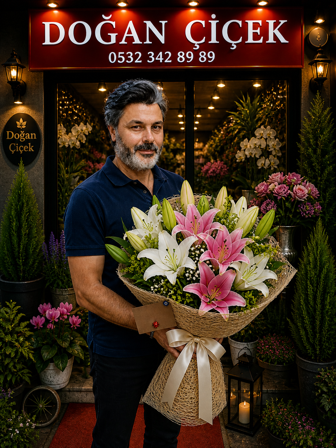 Pembe Beyaz Lilyum Buketi